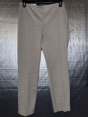 H&M Black, Brown and White Houndstooth Cropped Pants Sid Zip
